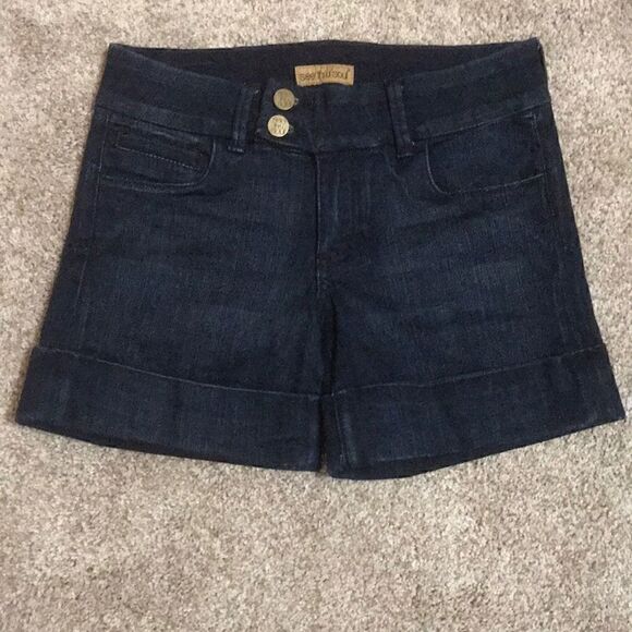 See Thru Soul Pants - Dk blue cuffed denim shorts
